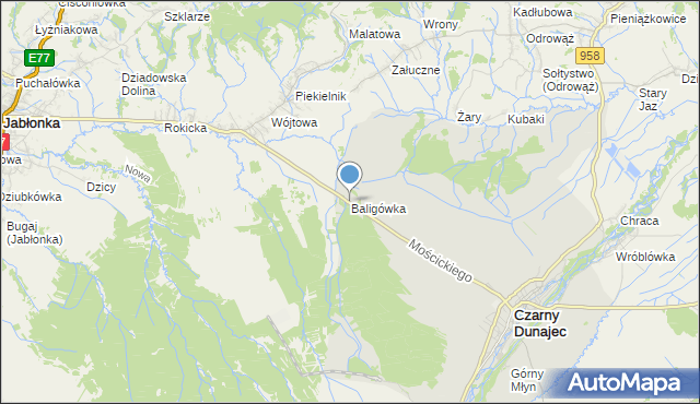 mapa Baligówka, Baligówka na mapie Targeo